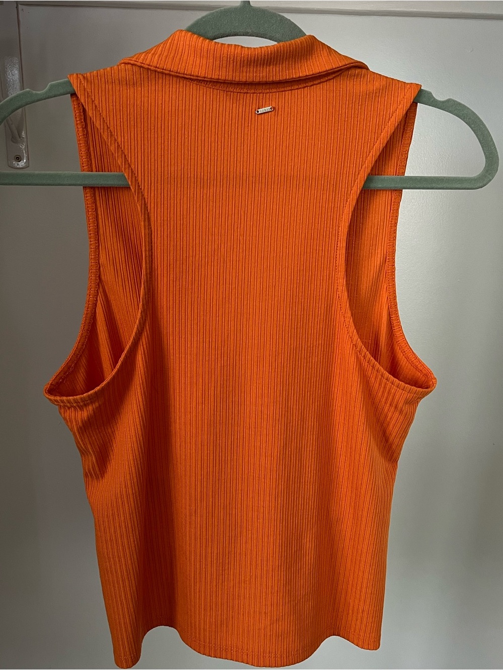 Y2K Western GUESS Orange Sleeveless Ruched V-Neck Collared Top Coastal Cowgirl - Picture 4 of 7
